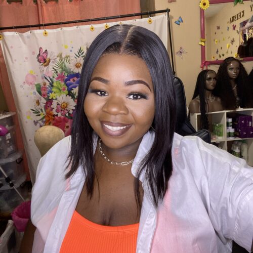 img_8459 Crowned by Keisha Light Yaki Straight Bob Wig With Elastic Drawstring 7x5 Pre Cut Pre Bleached Glueless Wigs Human Hair Ready To Wear