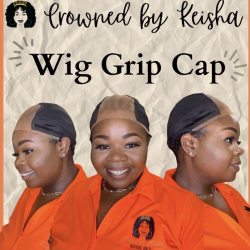 Crowned by Keisha “Save your Edges” Adjustable, Velvet Wig Grip Cap with 4x5 Transparent Lace With Velcro