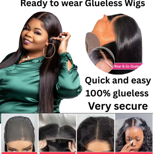 Crowned by Keisha PRE- Everything Straight 7x5 HD lace Closure wig with drawstring, 100% Gluless, 30 second install, no glue, no spray, no gel, ready to wear wig