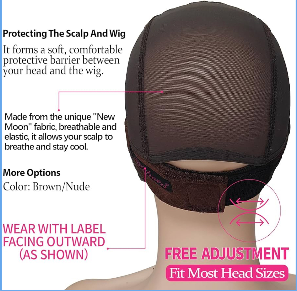 Crowned by Keisha “Save your Edges” Adjustable, Velvet Wig Cap with 4x5 Transparent Lace Wig Grip Cap With Velcro - Image 5