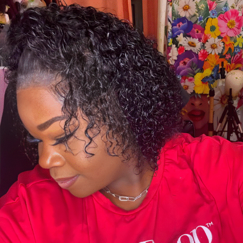 13x4 Transparent Full Lace Frontal Jerry Curl Bob Wig Lace is attached