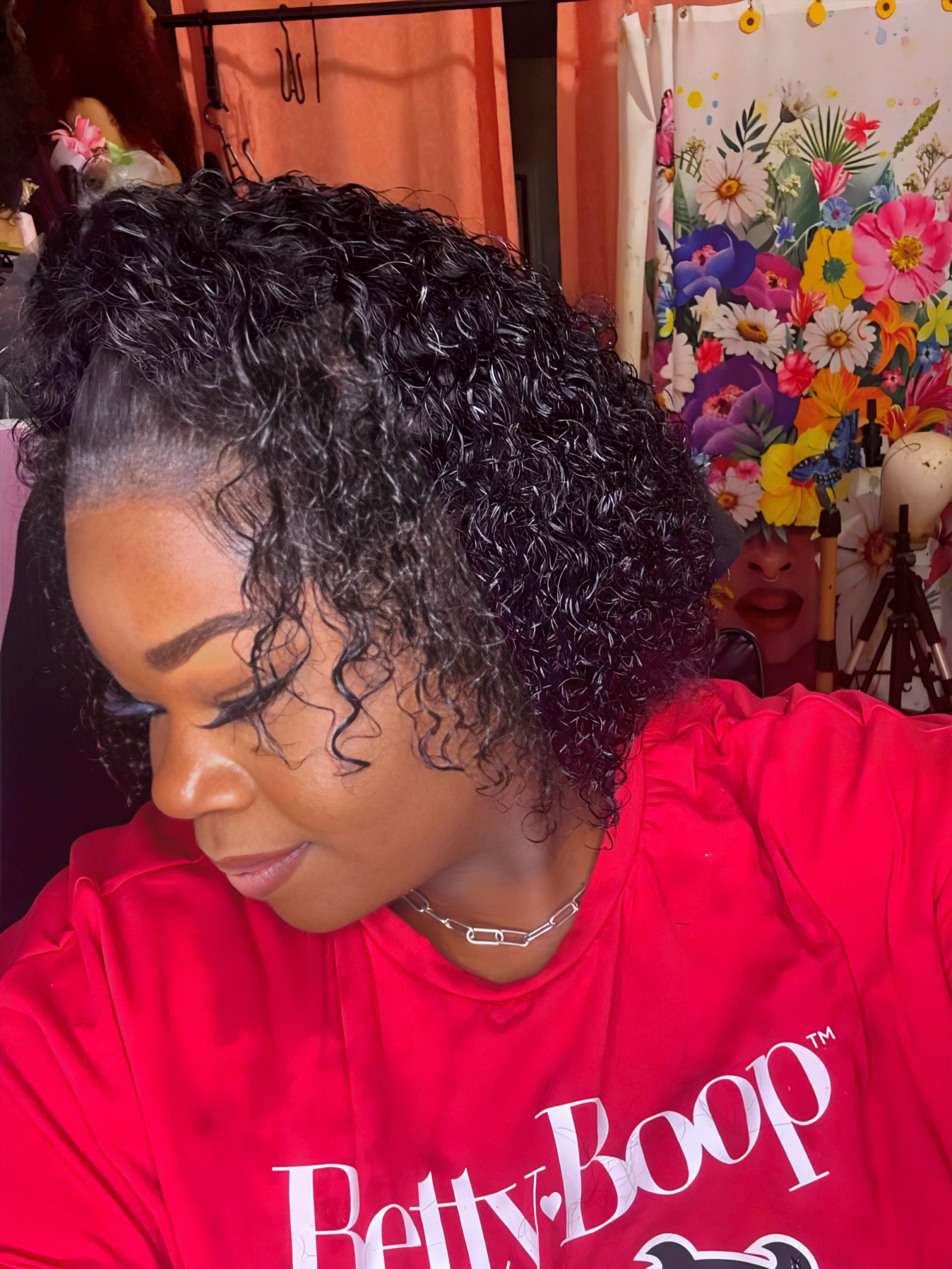 13×4 Transparent Full Lace Frontal Jerry Curl Bob Wig Lace is attached